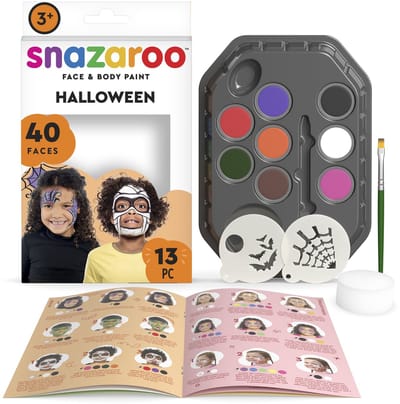 Snazaroo 1172184 Halloween Characters Aqua Schminke Set – Kinder Schminke – Heks, Skelet & Zombie Face Paint Kit – 13-delig, Hypoallergeen