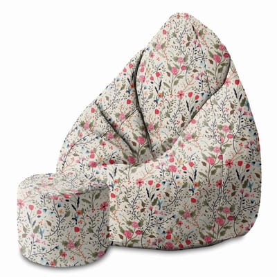 DreamRoots Velvet Zitzak voor Volwassenen – Luxe Beanbag met Voetsteun en Afneembare Hoes – Inclusief Vulling – 80x80x120 cm - Summer Meadow