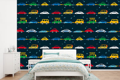 Behang - Fotobehang Patronen - Auto - Ruimte - Kind - Jongens - Kinderen - Kids - Breedte 360 cm x hoogte 240 cm