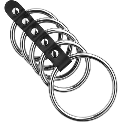 Rimba - Balzak- En 4 Penisringen Van Metaal Met Leren bandje - Diameter 55 En 40 mm