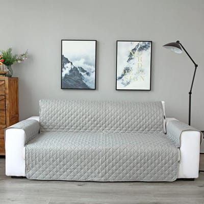 Effen Kleur Bankkussenhoes Afneembaar Huisdier Kinder Mat Fauteuil Meubelbeschermer Wasbaar Bankhoezen Overhoezen 1 /2 /3 Zits 1-Seat 55-195cm lichtgrijze kleur