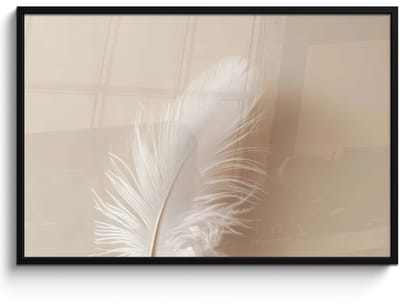 Poster in lijst - Fotolijst 120x80 cm - Posters - Veer - Minimalistisch - Roze - Posterlijst zwart - Decoratie - Wanddecoratie woonkamer - Muurdecoratie slaapkamer