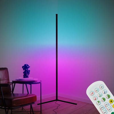 B.K.Licht - LED Vloerlamp - RGBIC sfeerverlichting - staande lamp met afstandsbediening - dimbaar - gekleurd licht - h: 143 cm