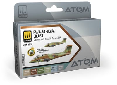 AMMO by Mig Jimenez Hobbyverf Acrylverf - MIG 20936 ATOM - FAA IA-58 Pucará Kleurenset - Acryl Set 6x20ml Verf set - 6x 20 ml