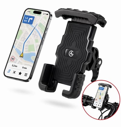 AG 150 Universele Telefoonhouder Fiets - Extreem sterk - 360 graden rotatie - Ook voor Scooter en Motor - Zwart- Anti shock & Vibratie ontwerp - Fietshouder voor smartphones - telefoon - gsm houder fiets - iphone