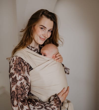 Rekbare draagdoek - Pure Baby Love - creme - geschikt vanaf geboorte