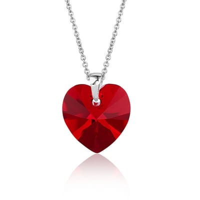 Montebello Ketting Fleur HZ556 - Swarovski Hart - 925 Zilver Gerhod. - Ø14mm - 50cm