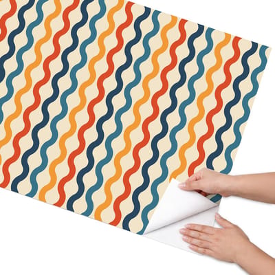 Coloray Meubel Wrap Folie - Romig Meubelfolie - 75x150 cm - Meubel Wrap Folie Kleurrijke golven - Plakfolie Meubels - Abstract Meubelfolie - Decoratiefolie Zelfklevend - Slaapkamer decoratie - Achtergronden en patronen