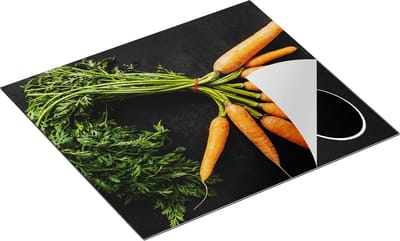 Chefcare Inductie Beschermer Wortels op Zwarte Marmer - 60x50 cm - Afdekplaat Inductie - Kookplaat Beschermer - Inductie Mat