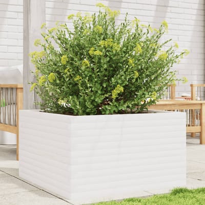 vidaXL - Plantenbak - 80x80x45,5 - cm - massief - grenenhout - wit