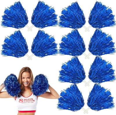 Cheerleading Pompons - Sport Pompons - Feestelijke Aanmoediging - Lichtgewicht PET Materiaal - 12 Stuks - Blauw
