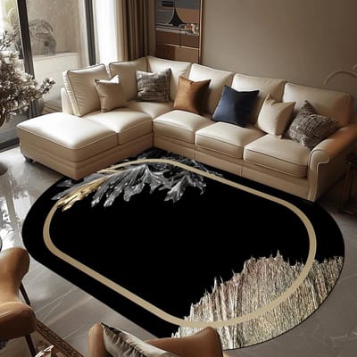 Luxe Ovale Woonkamer Tapijt Slaapkamer Tapijten Modern Bedside Antislip Vloermatten Huisdecoratie Studiekamer Sofa Gebiedskleed Wasbaar 120*160cm