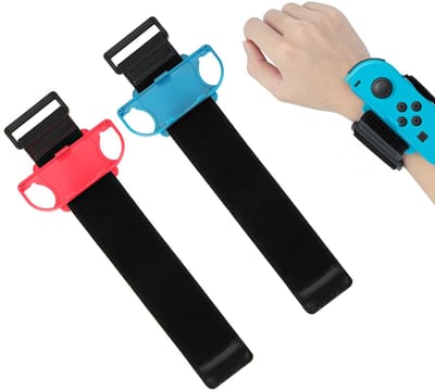 1 paar - Switch-accessoires - Nintendo Switch-polsbandjes - Voor Just Dance- en fitnessgames - Comfortabele polsbandjes - Compatibel met Joy-Con-controllers - Verstelbaar - Rood + blauw