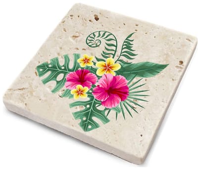 Asir - Onderzetter - 4 stuks - Veelkleurig - 10 x 10 x 1 cm