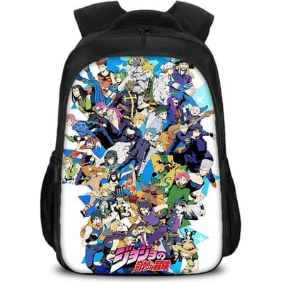 JoJo's Bizarre Adventure Dubbellaags Rugzak Duurzaam Trendy Veelzijdig Grote Capaciteit Schooljongen en Meisje Verjaardag Beste Cadeau gray