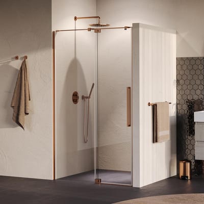 Brauer Stellar - Nisdeur - 2-Delig - Draaiend - Helder Glas - 100 x 200 cm - Omkeerbaar - incl. Glascoating - PVD Koper Geborsteld