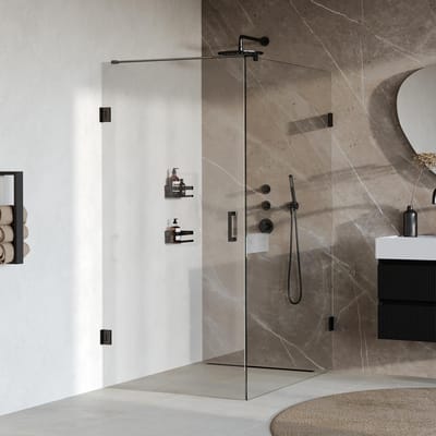 Brauer Void - Douchecabine met Draaideur - Helder Glas - 100x140x200 cm - incl. Glascoating - Mat Zwart