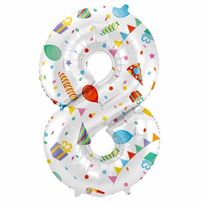 Folat - Folieballon Cijfer 8 Joyful Party - 86 cm