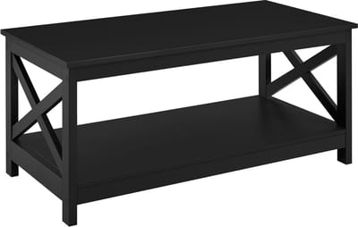 Salontafel met 2 opbergrekken, X-vormig design, modern, 100 x 50 x 45 cm