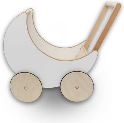 Rijoka Houten Poppenwagen Loopwagen - Houten Kinderwagen - 50x30x45cm