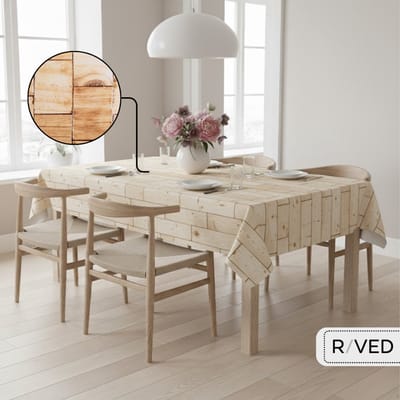 Raved Tafelzeil 140×160 cm - Bruin Tegel-Houtlook - PVC - Afwasbaar
