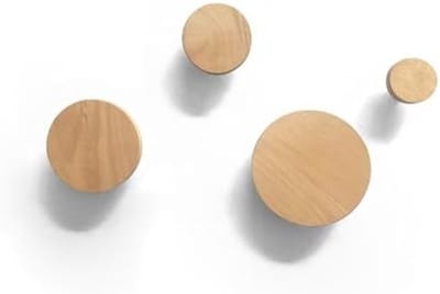 PolkaHome Ronde Lus Houten Jashaak Set van 4 - Wandmontage Kapstok Modern Scandinavisch Design - Geschikt voor Muurbevestiging in Elke Kamer