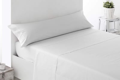 Famanu - Kussensloop 150x45 cm wit, katoen polyester mix anti-peeling, zachte hoofdkussensloop voor bed 135 en bodykussen, wasbaar en ademend