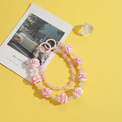 Emilie collection - telefoonkoord - hanger telefoon - kralen - Roze