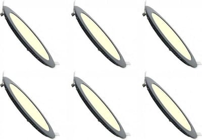 LED Downlight Inbouwspot Dimbaar 6 Stuks - Brinton Thin - 6W 470lm 120° Bundelhoek - Warm Wit 3000K - IP40 - Rond - Zwart - Ø128mm Buitenmaat - Ø110mm Zaagmaat