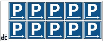 Parkeerplaats rechts sticker | 5 x 5 cm - 10 stuks per vel