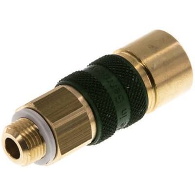 Messing DN 5 Groen-Coded Luchtkoppeling Snelkoppeling G 1/8 inch Buitendraad - CLS5-M-B-GRE-CD-018