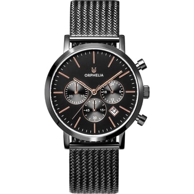 Orphelia Retro OR82802 Horloge - Staal - Zwart - Ø 40 mm