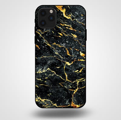 Smartphonica Telefoonhoesje voor iPhone 11 Pro Max met marmer opdruk - TPU backcover case marble design - Goud Zwart geschikt voor iPhone 11 Pro Max