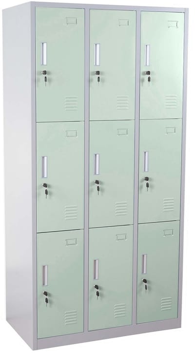 Kluisje Boston T829, kluisje, kluis, metalen kast met 9 vakken ~ groen