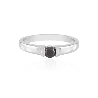 Cavill - Damesring 925 Sterling Zilver Gerhodineerd - Zwarte Diamant 0,225 ct - Elegante Briljant Slijpsel - Luxe Ring voor Bijzondere Momenten