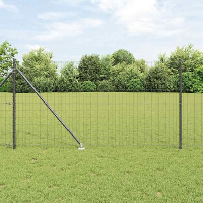 vidaXL - Euro-hek - met - grondpennen - 25 - x - 1 - m - PVC-Coated - Staal - Grijs - Mesh