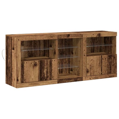 vidaXL - LED - Dressoir - Oudhout - 162 - x - 37 - x - 67 - cm - Bewerkt - hout
