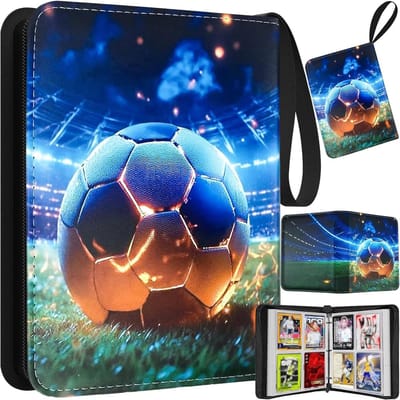 Voetbalkaarten verzamelalbum met 400 vakken, 50 pagina's en ritssluiting voor optimale bescherming van je verzamelkaarten