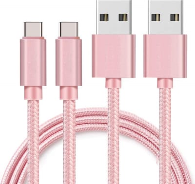 2x USB C naar USB A Nylon Gevlochten Kabel Roze - 1 meter - Oplaadkabel voor Honor Magic 7 Pro / Magic 7 Lite / Magic 7 / Magic 6 Pro / Magic 6 Lite / Magic 6