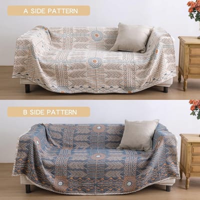Dubbelzijdige Boheemse Slaapbank Dekentje - 100% Biologisch Katoen, Zacht en Comfortabel voor Woonkamer en Slaapkamer - 200x230 cm
