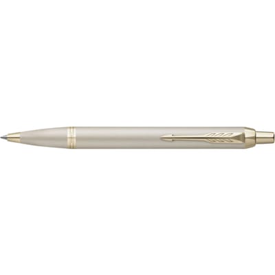 Parker IM Monochrome balpen | blauwe inkt | champagnekleurige afwerking en details | medium punt | met geschenkdoos