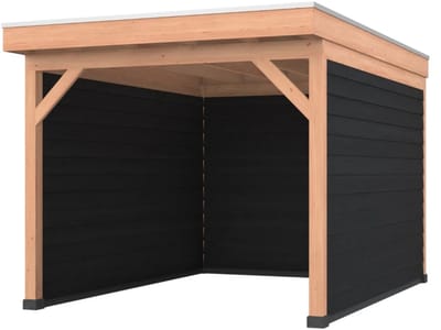 Douglas overkapping, 300 x 400, met achterwand en twee zijwanden, Westwood Comfort Plus Zwart
