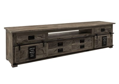 MASSIVMOEBEL24.DE mango TV-meubel grijs massief hout 240x50x60 cm (BxTxH) gelakt gemonteerd RAILWAY volledig massief #256