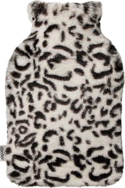Apollo - Warmwaterkruik - Kruik met hoes - Kruikenzak - Met slaapmasker - Baby - Fleece - Panterprint - wit