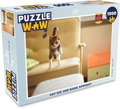 Puzzel Kat - Spring - Stoel - Legpuzzel - Puzzel 1000 stukjes volwassenen