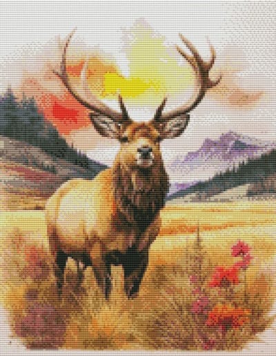 Pre Printed Cross Stitch Kits voor Volwassenen, Elk Hert Dieren 11ct Geprinte Borduurpakketten 15.7×19.8cm DIY Wanddecoratie voor Beginners en Kinderen