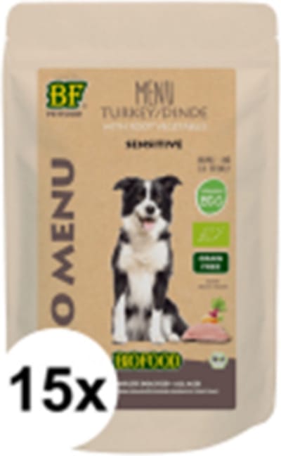 15x Biofood Organic Kalkoen Menu - Hondenvoer - 150g