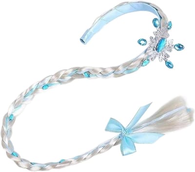 Kinderprinsessenperruque met Vlecht Hoofdband, Lange Haarvlechten en Haaraccessoires voor Feestjes, Carnaval en Halloween