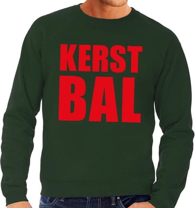 Bellatio Decorations Foute kersttrui - Kerst Bal - groen - voor heren - kersttruien S
