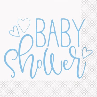 UNIQUE - 16 blauwe en witte baby shower papieren servetten 33 x 33 cm wegwerp